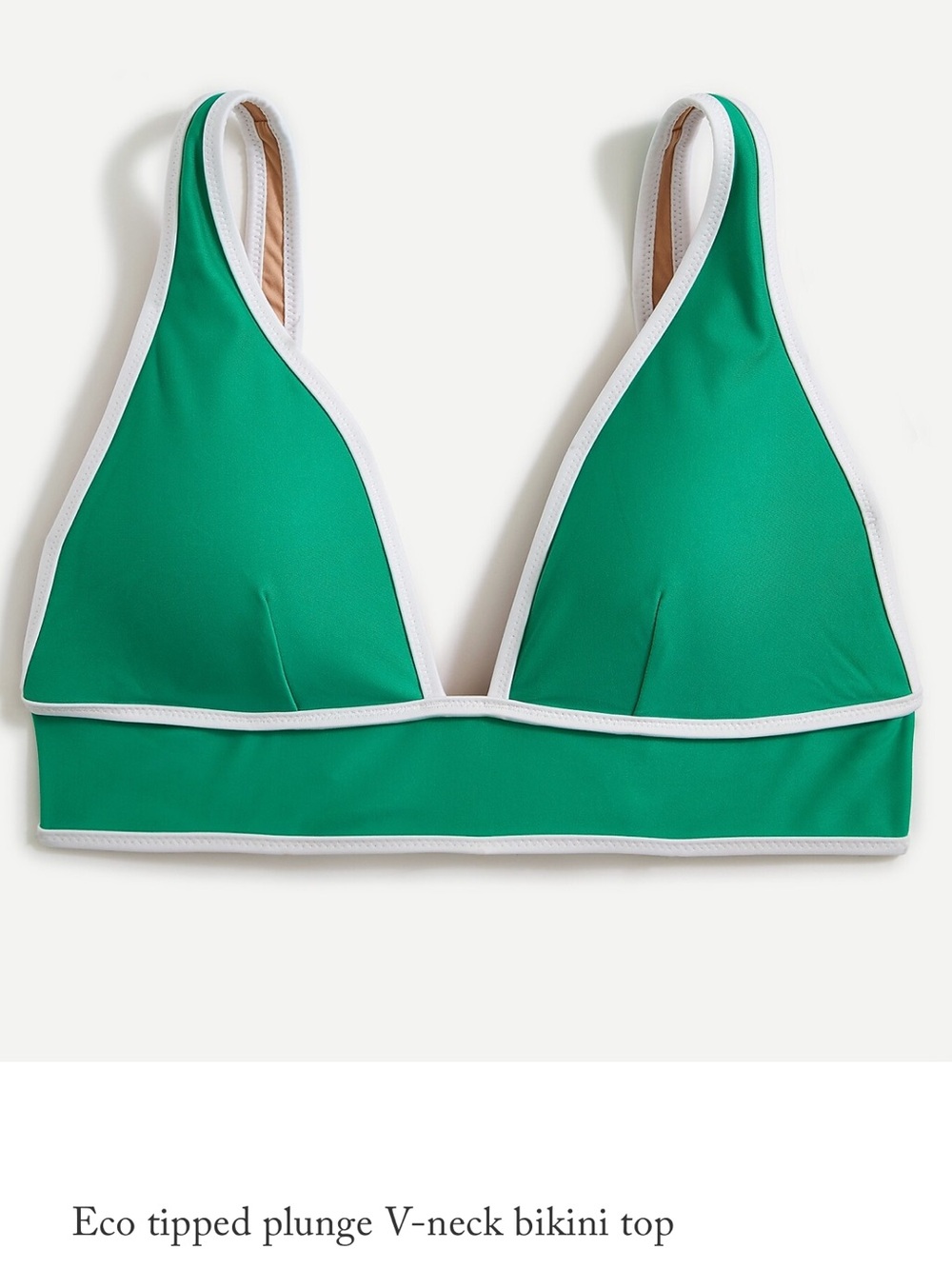 J. Crew Eco Tipped Plunge V-Neck Bikini Top